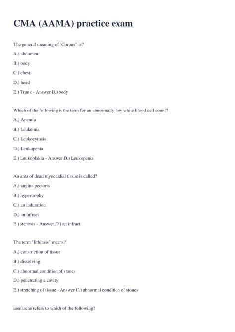 cma aama exam practice test